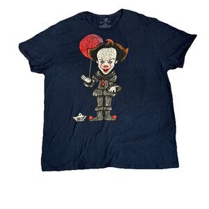 IT  Movie Pennywise Clown Unisex Adult T-Shirt Navy XLarge
